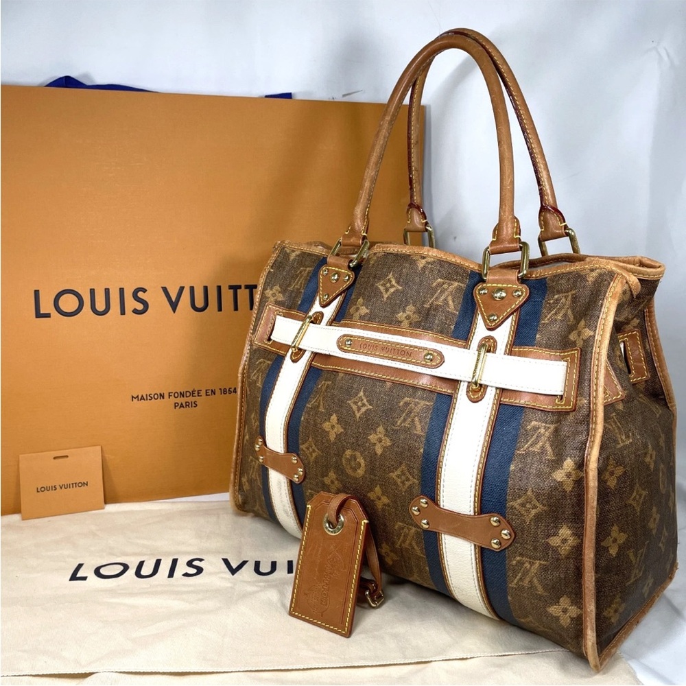 Louis Vuitton Brown and Blue Monogram Handbag
